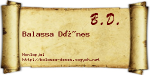 Balassa Dénes névjegykártya
